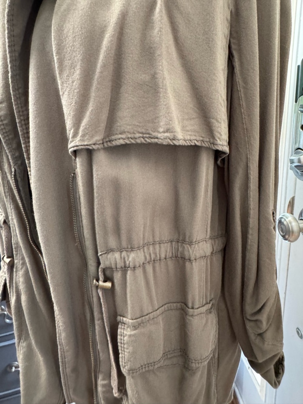 Caslon Olive Green Utility Jacket with Drawcord Waist - Picture 4 of 7